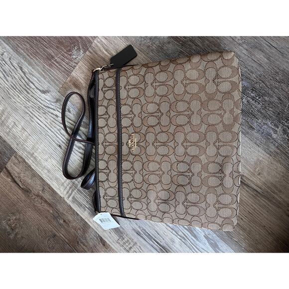 Coach F58285 Outline Signature File Bag Crossbody Khaki Brown Discontinued - Picture 2 of 10